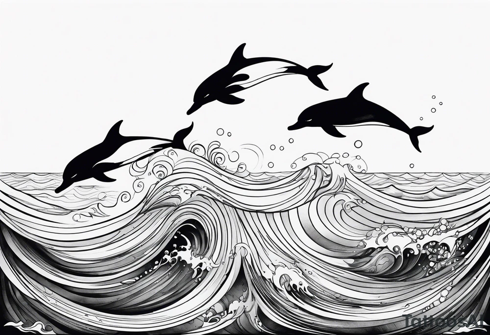 dolphins in the ocean tattoo idea