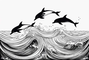dolphins in the ocean tattoo idea