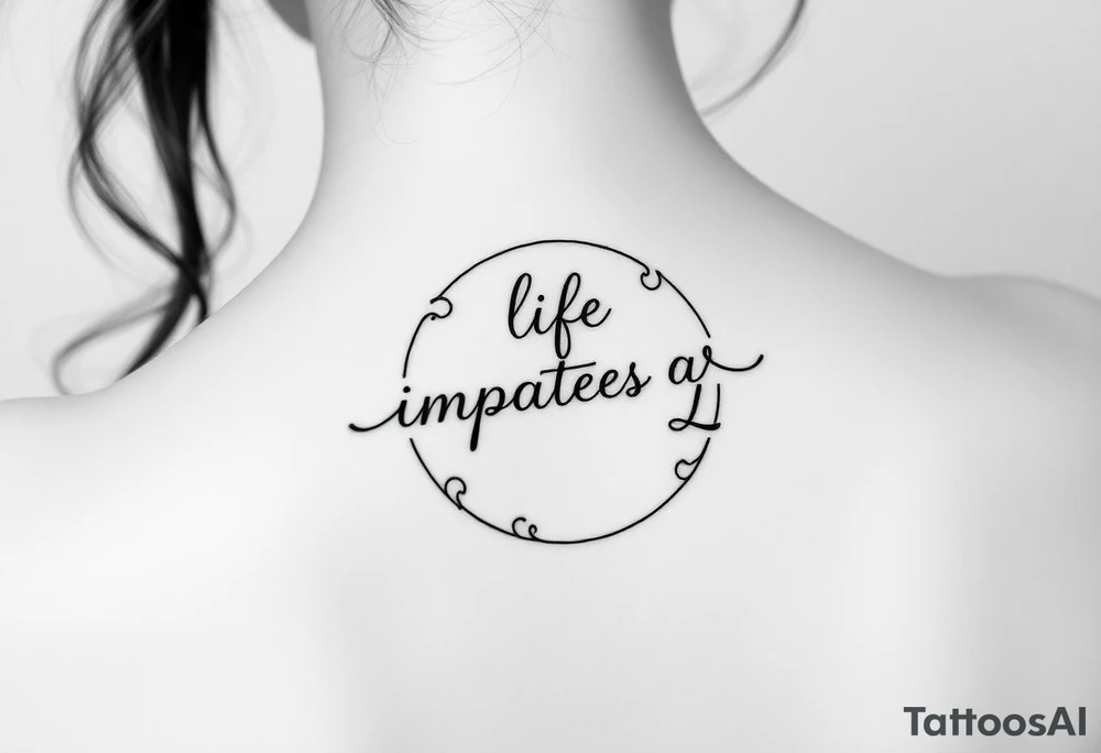 the words "life imitates art" in a circle tattoo idea
