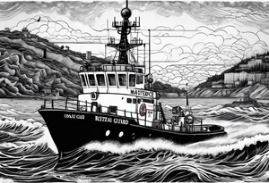 Coast Guard rescue near alcatraz with radio waves tattoo idea