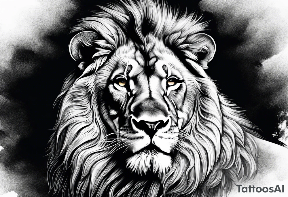 powerful majestic lion, close-up tattoo idea