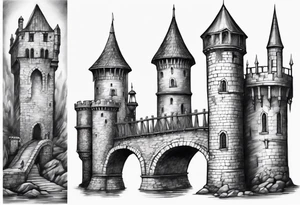 a short bridge linking the top floor of two medieval towers together tattoo idea