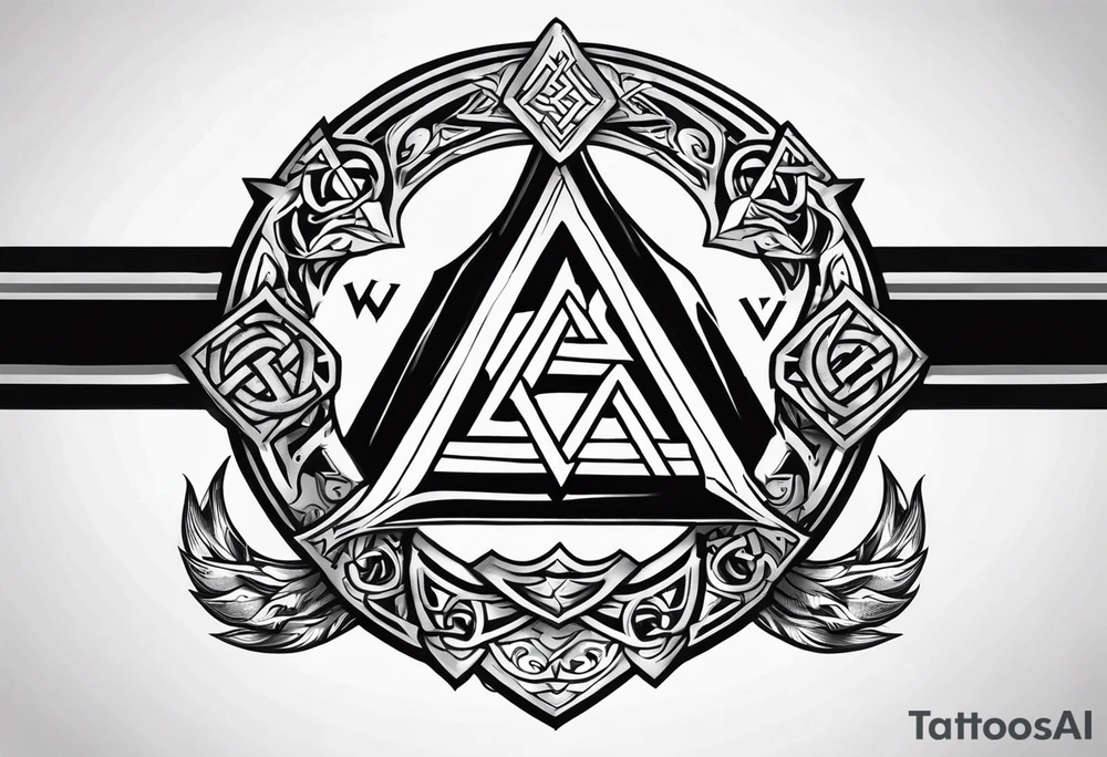 Valhalla shield sword axe Valknut tattoo idea