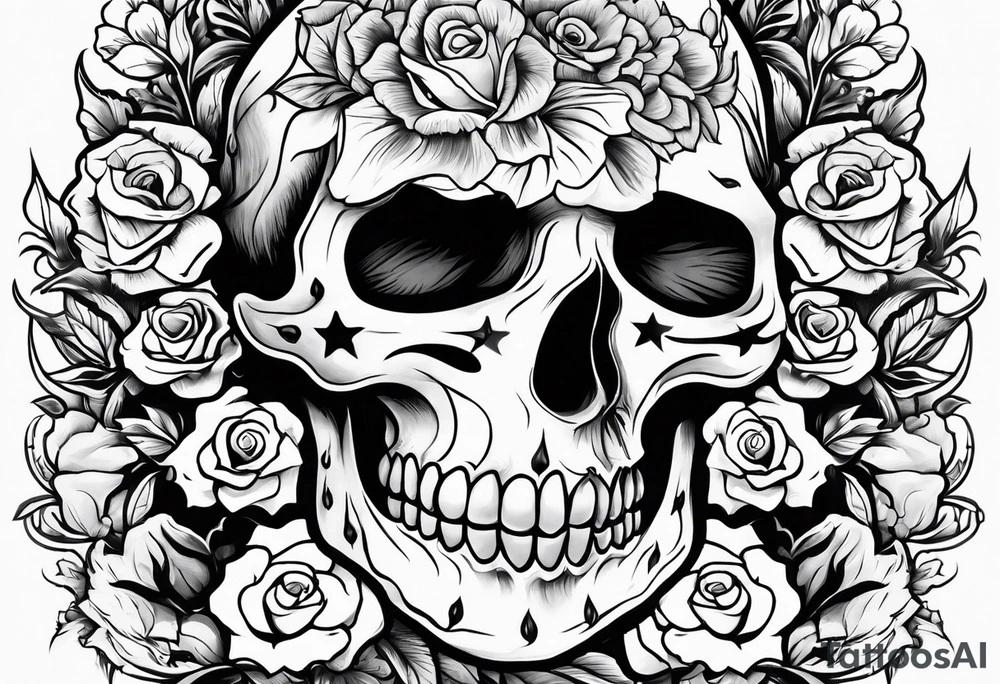 Ghost face holding flowers tattoo idea