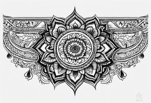 Full arm mandala henna female tattoo design with mushroom henna at shoulder tattoo idea