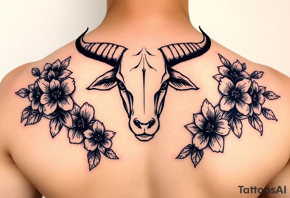 Taurus feminine with purple flowers tattoo idea