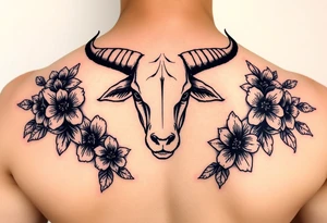 Taurus feminine with purple flowers tattoo idea