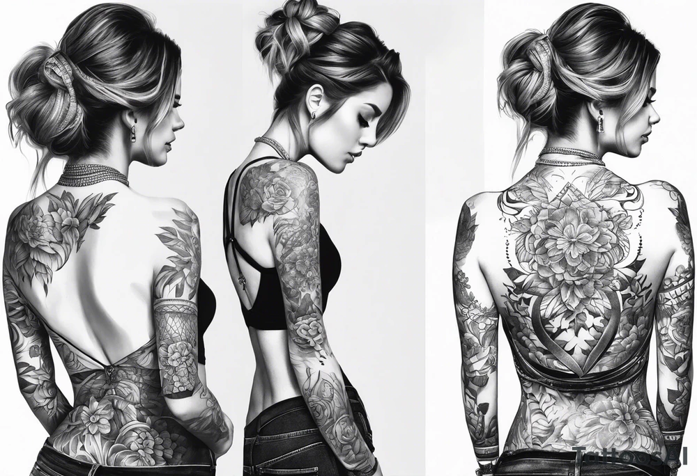 Ladies back tattoo tattoo idea