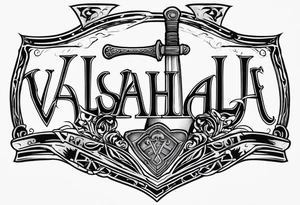 Valhalla shield sword  axe stairs tattoo idea