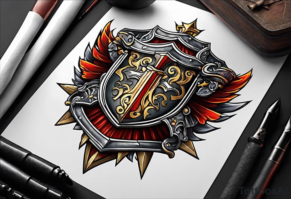 shield and sword tattoo idea
