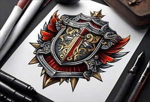 shield and sword tattoo idea