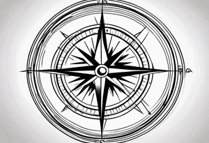 simple basic compass rose with long straight lines tattoo idea