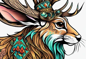 neo traditional jackelope tattoo idea