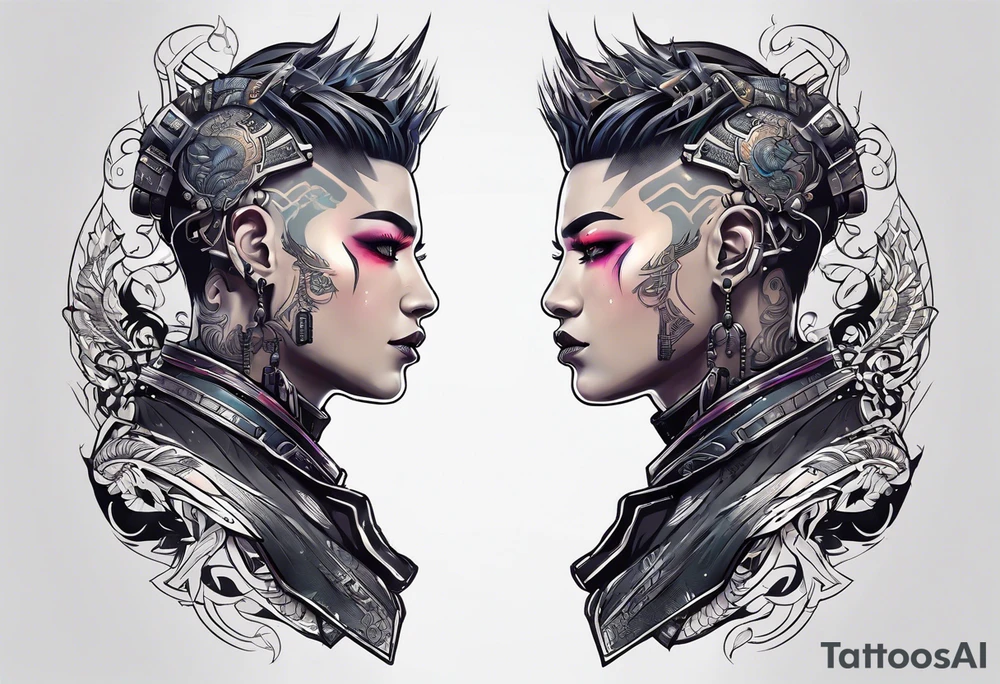 cyberpunk themed enki tattoo
don't inlcuded a face tattoo idea