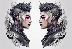 cyberpunk themed enki tattoo
don't inlcuded a face tattoo idea