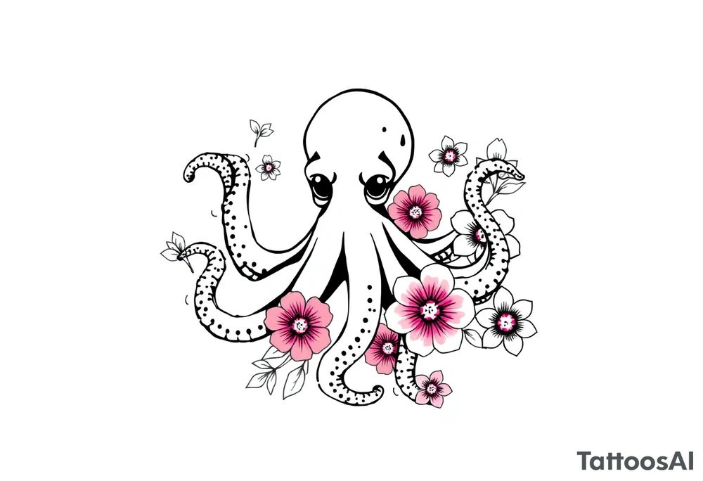 octopus and flowers tattoo idea