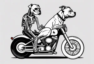 A skeleton and a Pitt bull on a motorcycle tattoo idea