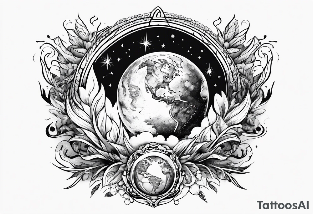 earth on fire tattoo idea