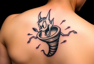 LOONEY toons tazmanian devil with half his body a tornado add initials BD, TD, LJ, MA, HE in the tornado on an upper arm tattoo idea