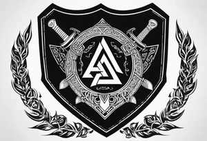 Valhalla shield sword axe Valknut chains tattoo idea