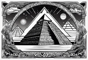 Egyptian pyramids with eye of horus. Aliens abducting people that are working on people building the pyramid tattoo idea