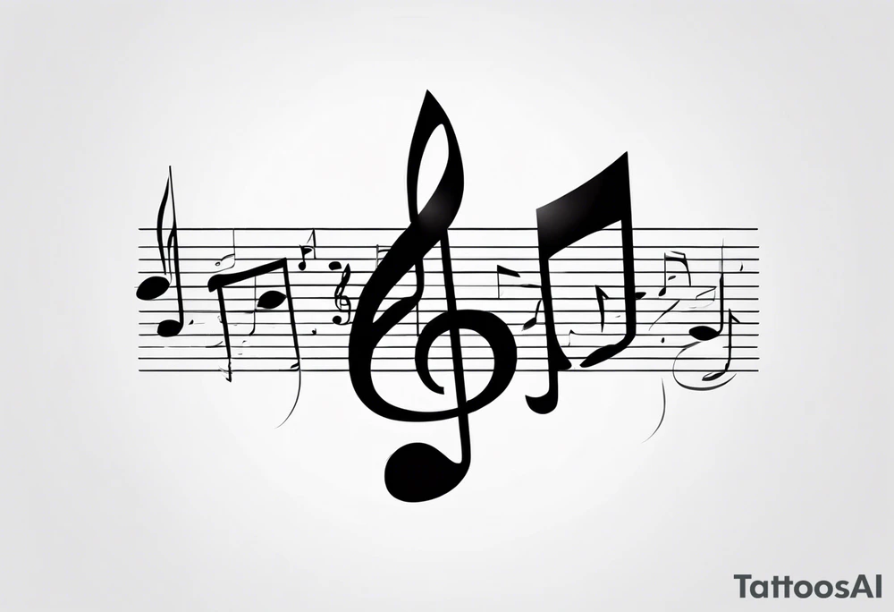 Musical notes incorporating the letters R and L tattoo idea
