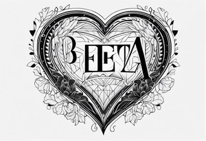 A black heart design, with the letter beta embedded in the center. tattoo idea