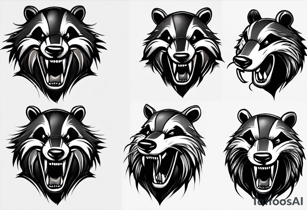 Draw me badger with aggressive full body, killer face with smile, very long nails and he attacks like a Turkish gladiator to enemy and also he has very deadly looking. The only weapon is his braveness he fights with his nails. Everybody scares after their first sight. tattoo idea
