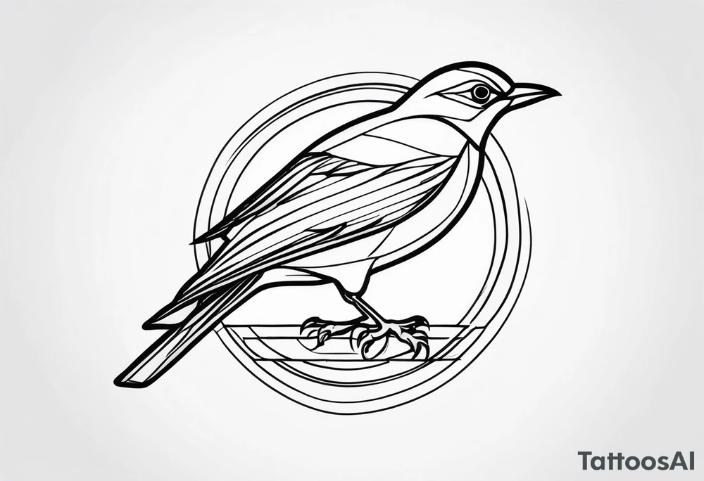 Black and white bird outline tattoo idea
