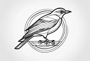 Black and white bird outline tattoo idea