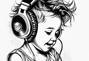 Toddler dancing with headphones tattoo idea