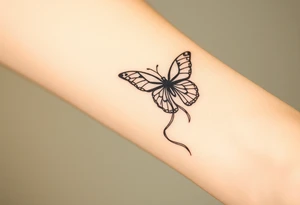 ethereal butterfly with flowing silk ribbons in moonlight tattoo idea