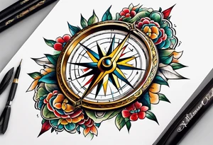 compass with lid tattoo idea