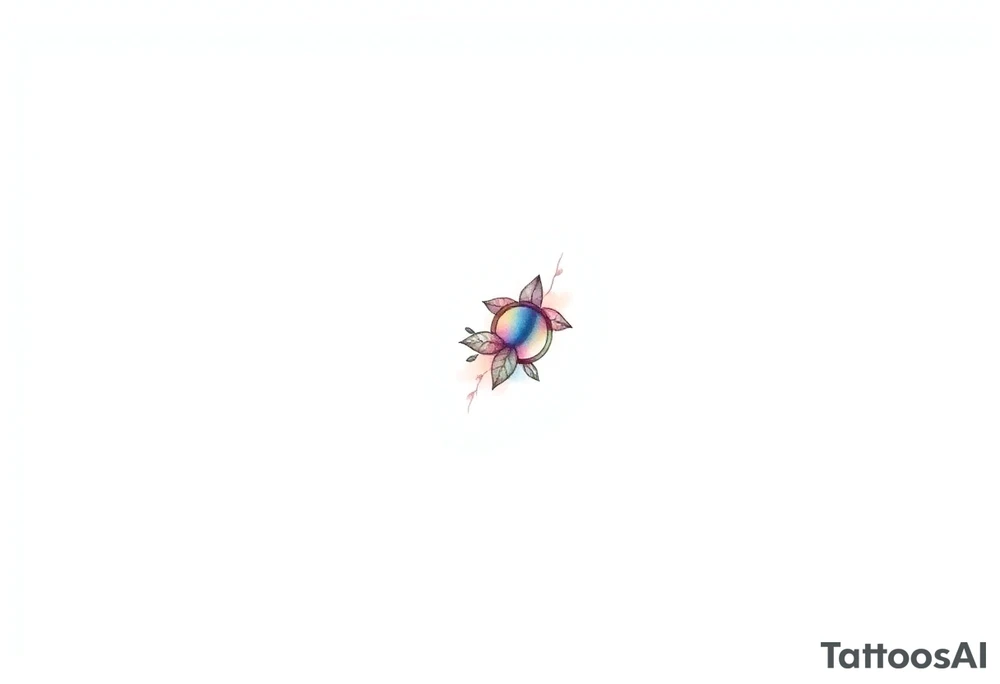 Design a very small (max 2x2 cm) tattoo for the inner wrist that subtly symbolizes lesbian identity. It should be minimal and delicate — possibly fine line or soft color. The design must be discreet yet meaningful, not instantly recognizable as LGBTQ but with layered symbolism. Think of subtle elements like intertwined female symbols, abstract sapphic references, or a hidden double meaning through nature (e.g. flowers, moons, triangles). Avoid clichés or bold pride imagery. Keep it elegant, wearable, and intimate tattoo idea