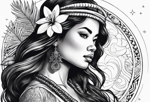 Hula Girl , universe in the background, ascending death tattoo idea