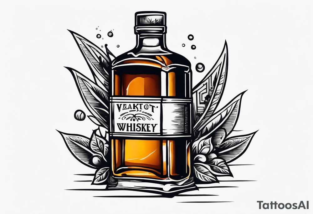 American traditional tattoo of square whiskey bottle tattoo idea