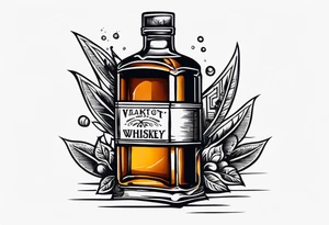 American traditional tattoo of square whiskey bottle tattoo idea