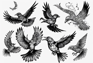 higly detailed bird breaking free tattoo idea