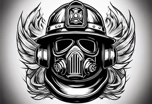 firefighter tattoo with flames and a helmet tattoo idea