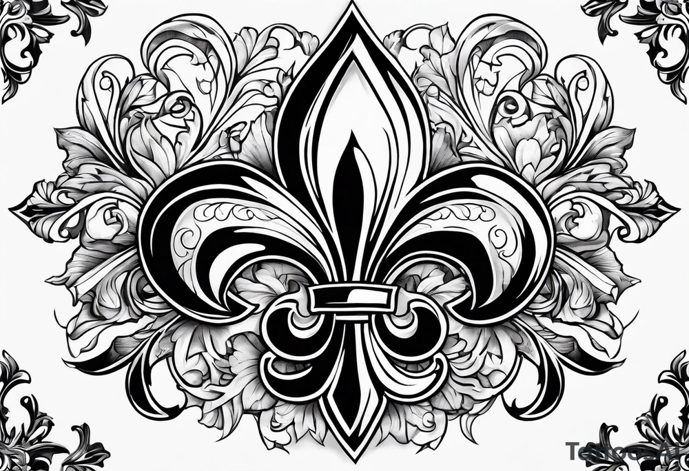 Fleur de lis with designs inside tattoo idea