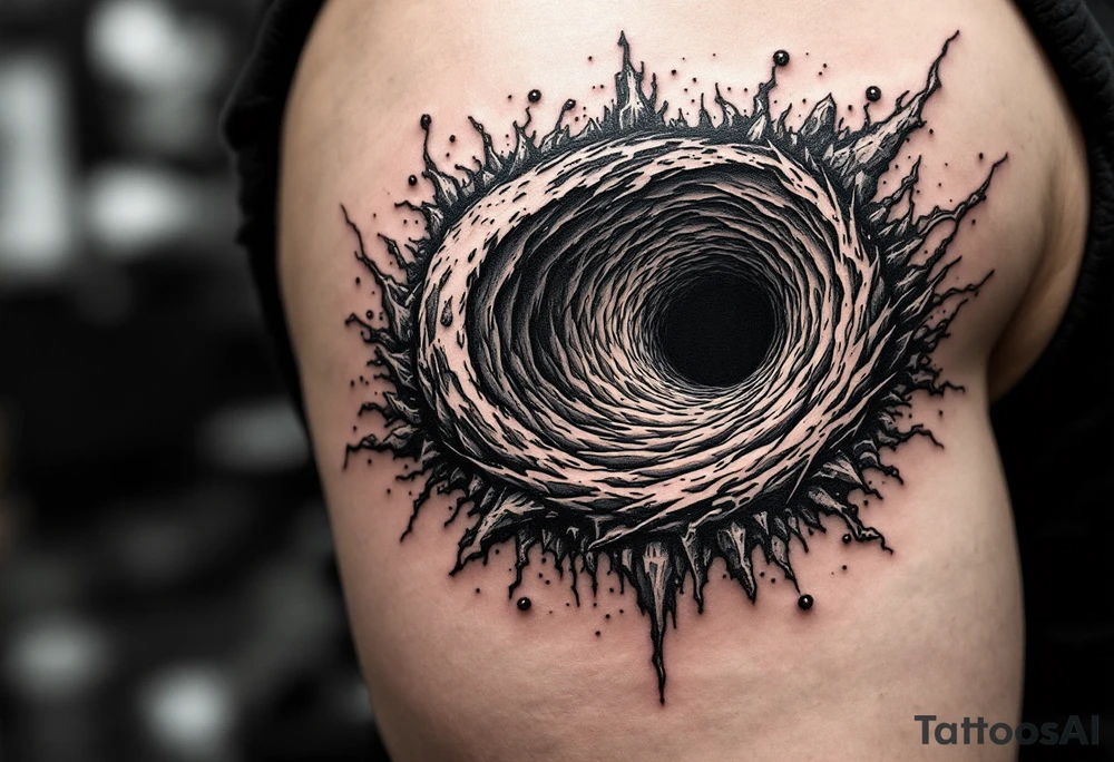 2 different worlds on both sides of a black hole tattoo idea