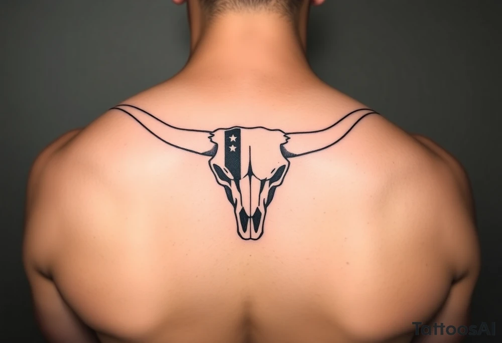 Longhorn skull with Texas flag tattoo idea