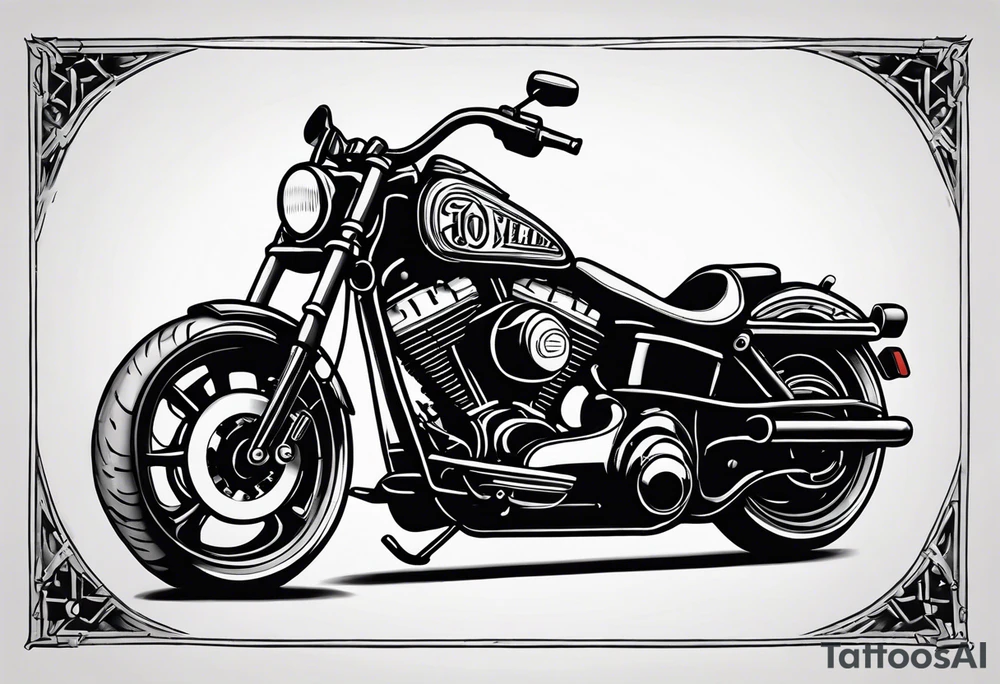 Harley Davidson  with tall handlebars tattoo idea