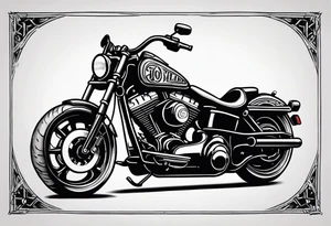 Harley Davidson  with tall handlebars tattoo idea