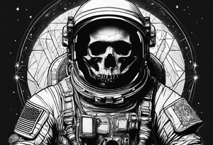 astronaut with a skelletal face tattoo idea
