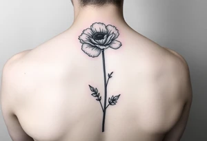 Poppy flower fine line spine tattoo tattoo idea