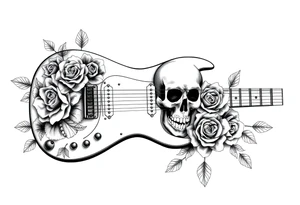 Electric guitar with skulls and roses tattoo idea