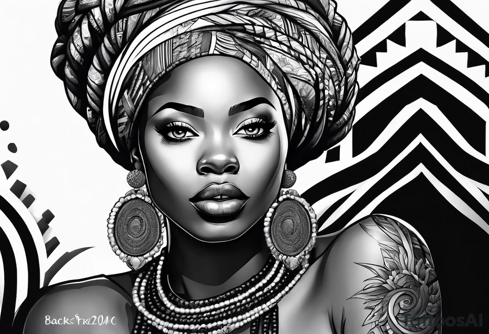 African woman with locs tattoo idea