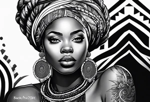 African woman with locs tattoo idea