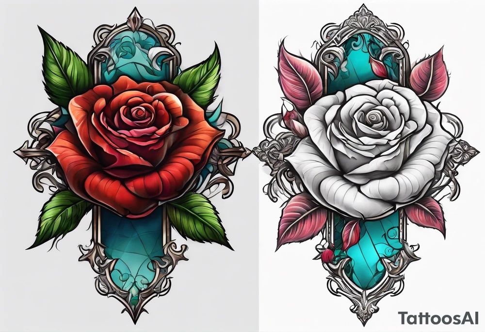 Independent Cross and a rose tattoo idea
